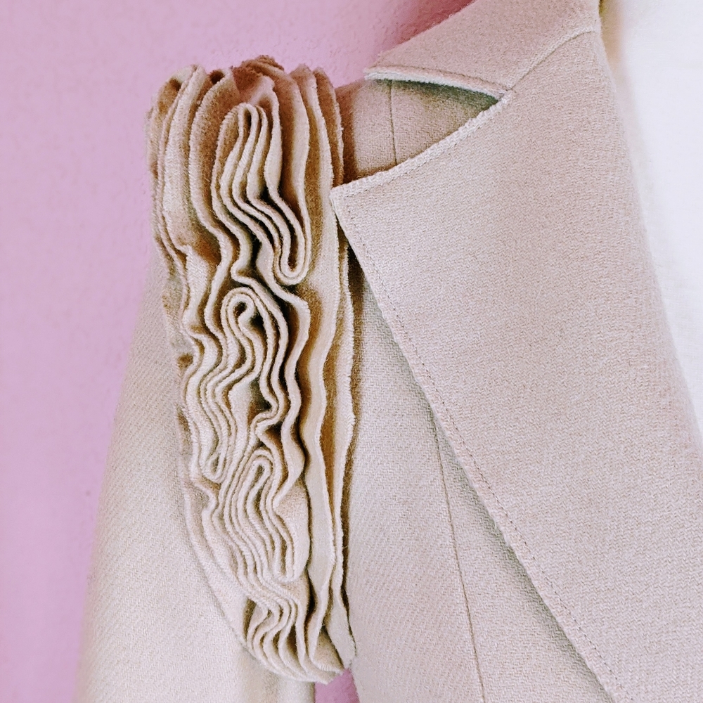 Robert Rodriguez Tan Wool Peplum Jacket Size 2 - image 3